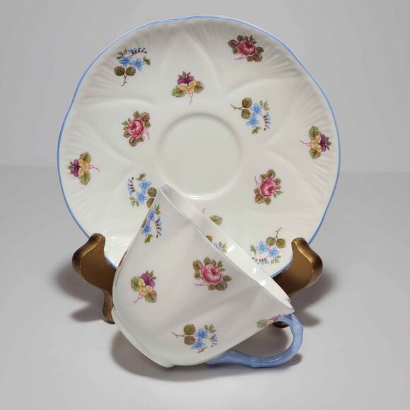 Shelley Teacup and Saucer Rose Pansy Forget-Me-Not Vintage - Picture 9 of 9